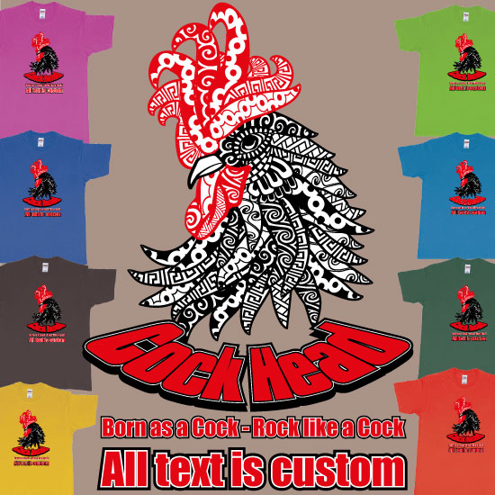 Rooster Zodiac Sign Cock Head T-Shirt Custom Printing Birthday
