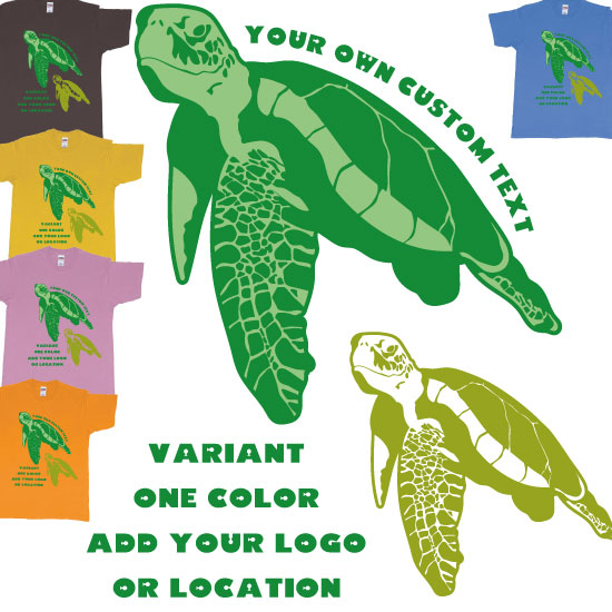 Hawksbill Green Sea Turtle Chilling Tee Add custom Logo or Text