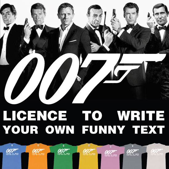 James Bond Logo Licence To Write Own Custom Text Print