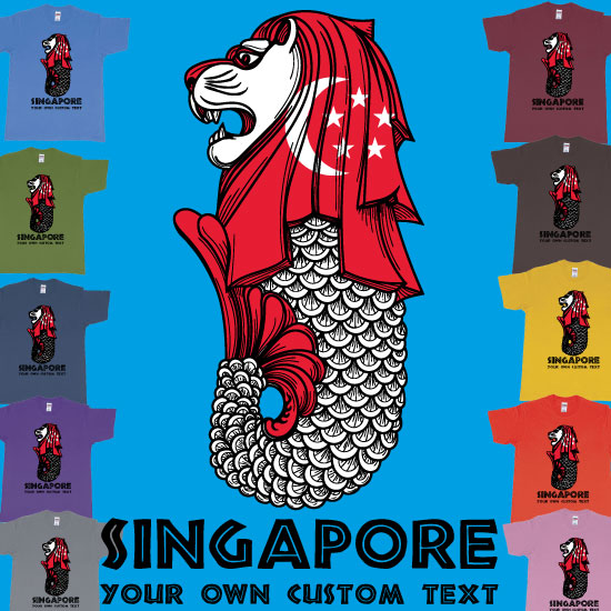 Merlion Singapore Mascot Statue Lion Custom Shirt Print Bali