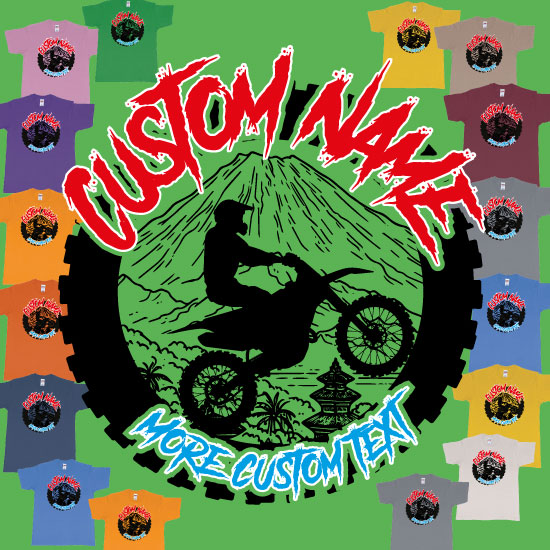 Motocross Logo Silhouette Mount Agung Bali Custom Tshirt Quality Printing