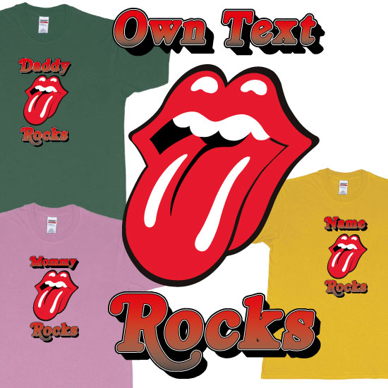 Own Custom Text Rocks Rolling Stones Logo Red Tongue and Lips Print Bali