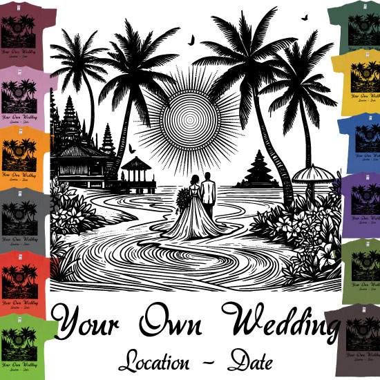 Wedding Couple Drawing Bali Beach Sea Sunset Custom Printing Souvenir Gift