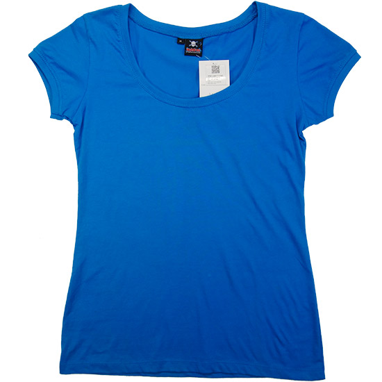 Main image for (L06G) Klipp Short - This smart looking t-shirt with short arms is a perfect cut to fit most women. The deep cut in the front makes a small logo on front really stand out. Relaxed, yet feminine fit. Ribbed collar and hemmed sleeves. As many clients have requested this style is now available also as a dress (L19G) Lady Style Klipp Dress - style shirt ready for your own custom printing in Bali