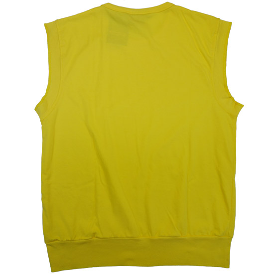 (T06S) Sleeveless BigRib in Fabric Color (2019) Sun in (210 GSM, 100% Cotton) Fabric ColorsStandard fabric for men shirtsFabric Specification100% Cotton210 Grams Per Square MeterPreshrunk materialThe fabric is preshrunk, but depending on the way you wash, the fabric might still have up to 2% of shrinkage more.