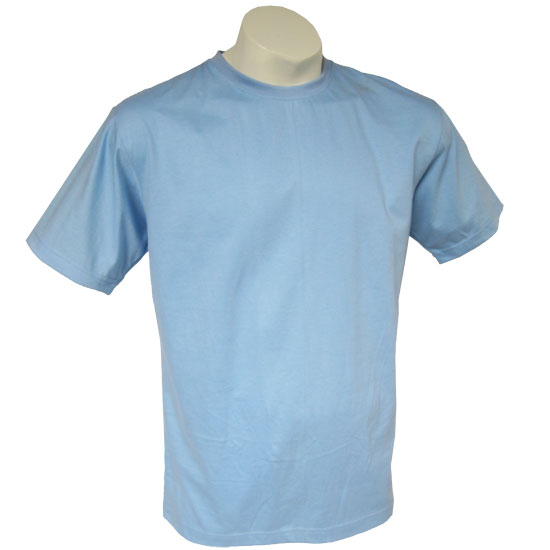 (T01S) T-shirt Standard in Fabric Color (2031) Sky in (210 GSM, 100% Cotton) Fabric ColorsStandard fabric for men shirtsFabric Specification100% Cotton210 Grams Per Square MeterPreshrunk materialThe fabric is preshrunk, but depending on the way you wash, the fabric might still have up to 2% of shrinkage more.