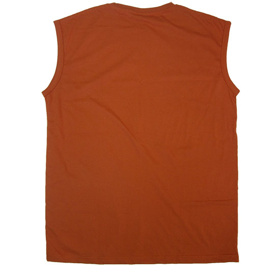 (T12S) Sleeveless T-shirt in Fabric Color (2047) Rust in (210 GSM, 100% Cotton) Fabric ColorsStandard fabric for men shirtsFabric Specification100% Cotton210 Grams Per Square MeterPreshrunk materialThe fabric is preshrunk, but depending on the way you wash, the fabric might still have up to 2% of shrinkage more.