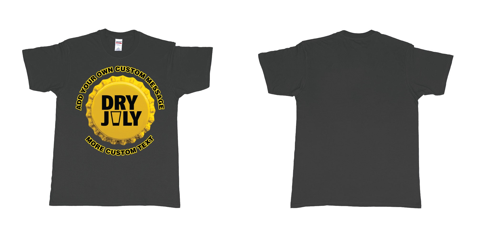 Custom tshirt design dry july australia bali in fabric color black choice your own text made in Bali by The Pirate Way