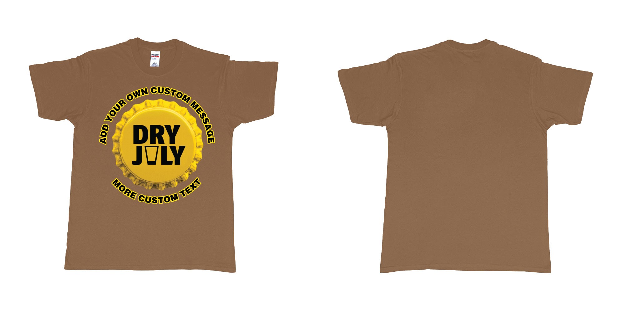 Custom tshirt design dry july australia bali in fabric color chestnut choice your own text made in Bali by The Pirate Way