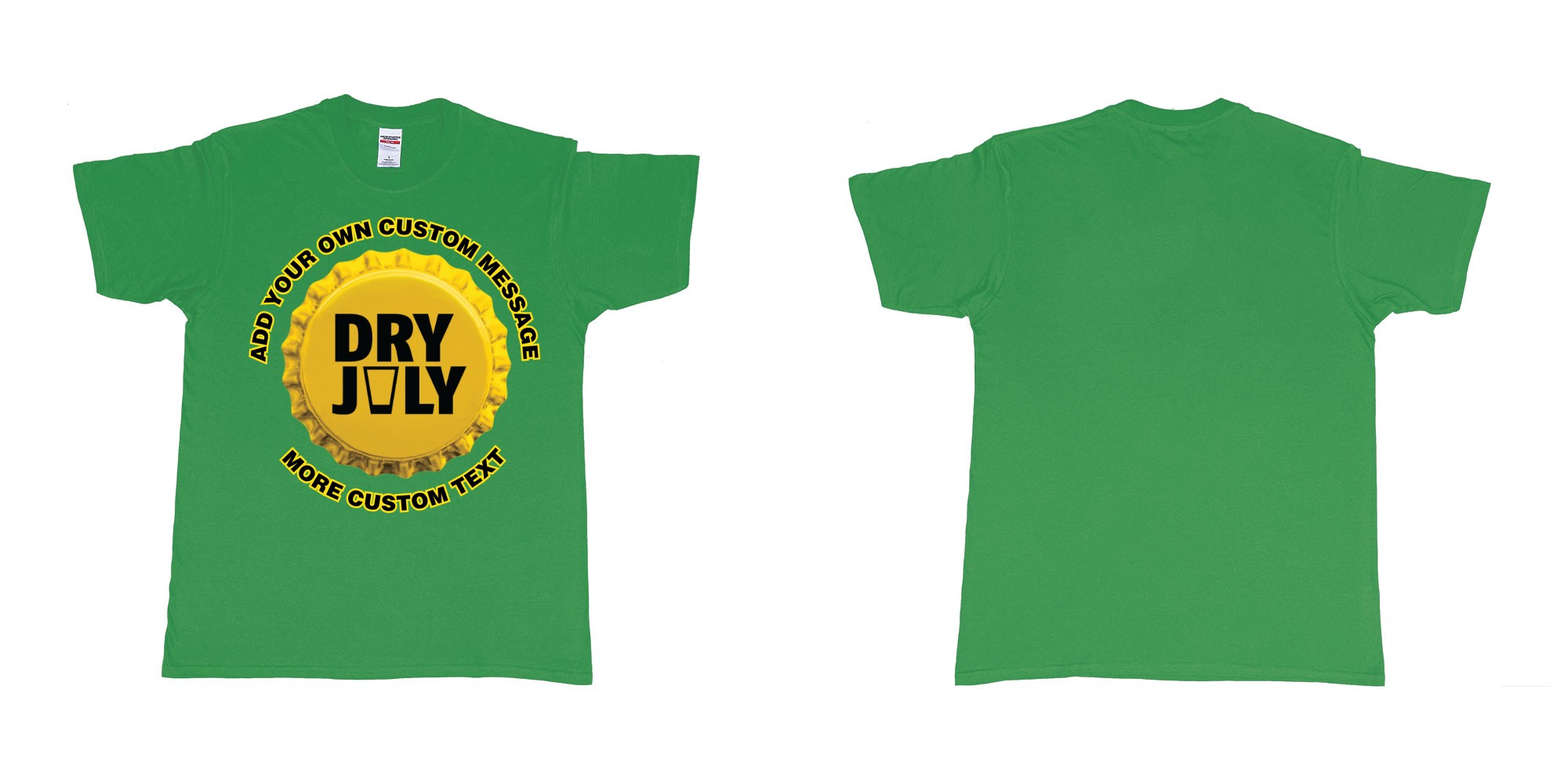 Custom tshirt design dry july australia bali in fabric color irish-green choice your own text made in Bali by The Pirate Way