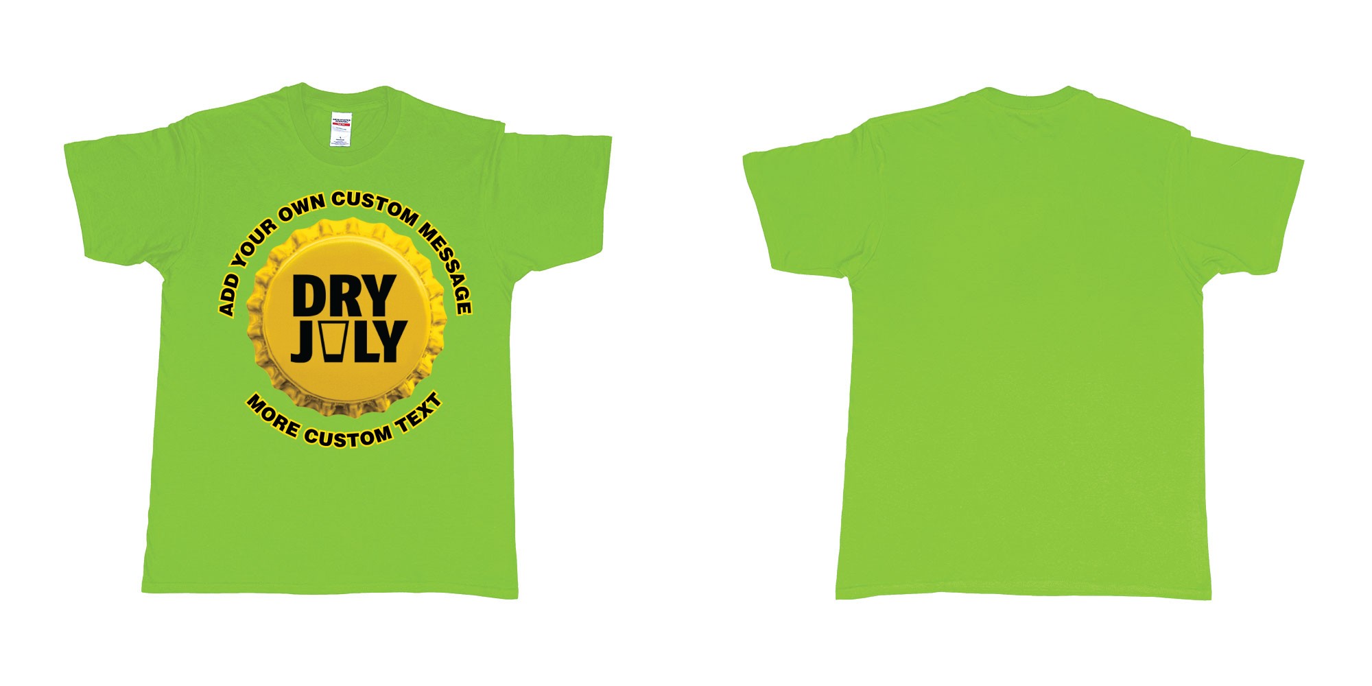 Custom tshirt design dry july australia bali in fabric color lime choice your own text made in Bali by The Pirate Way