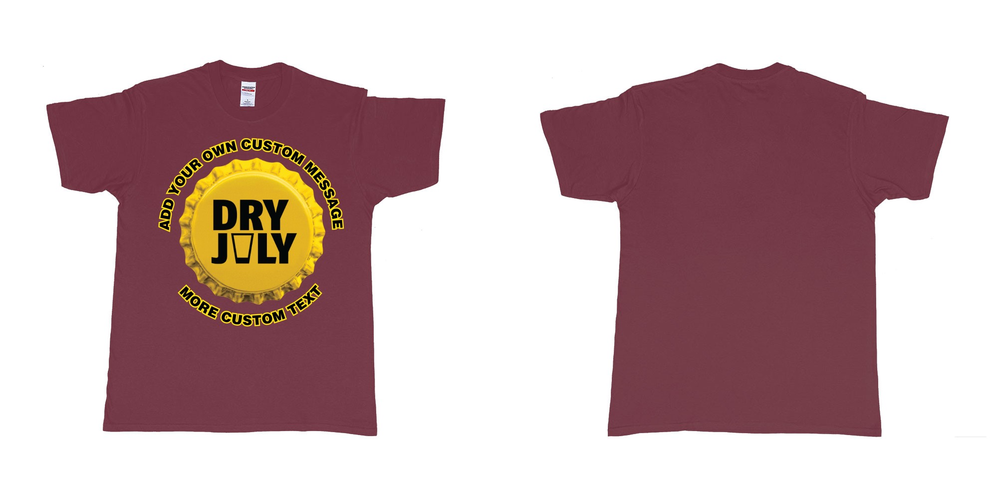 Custom tshirt design dry july australia bali in fabric color marron choice your own text made in Bali by The Pirate Way