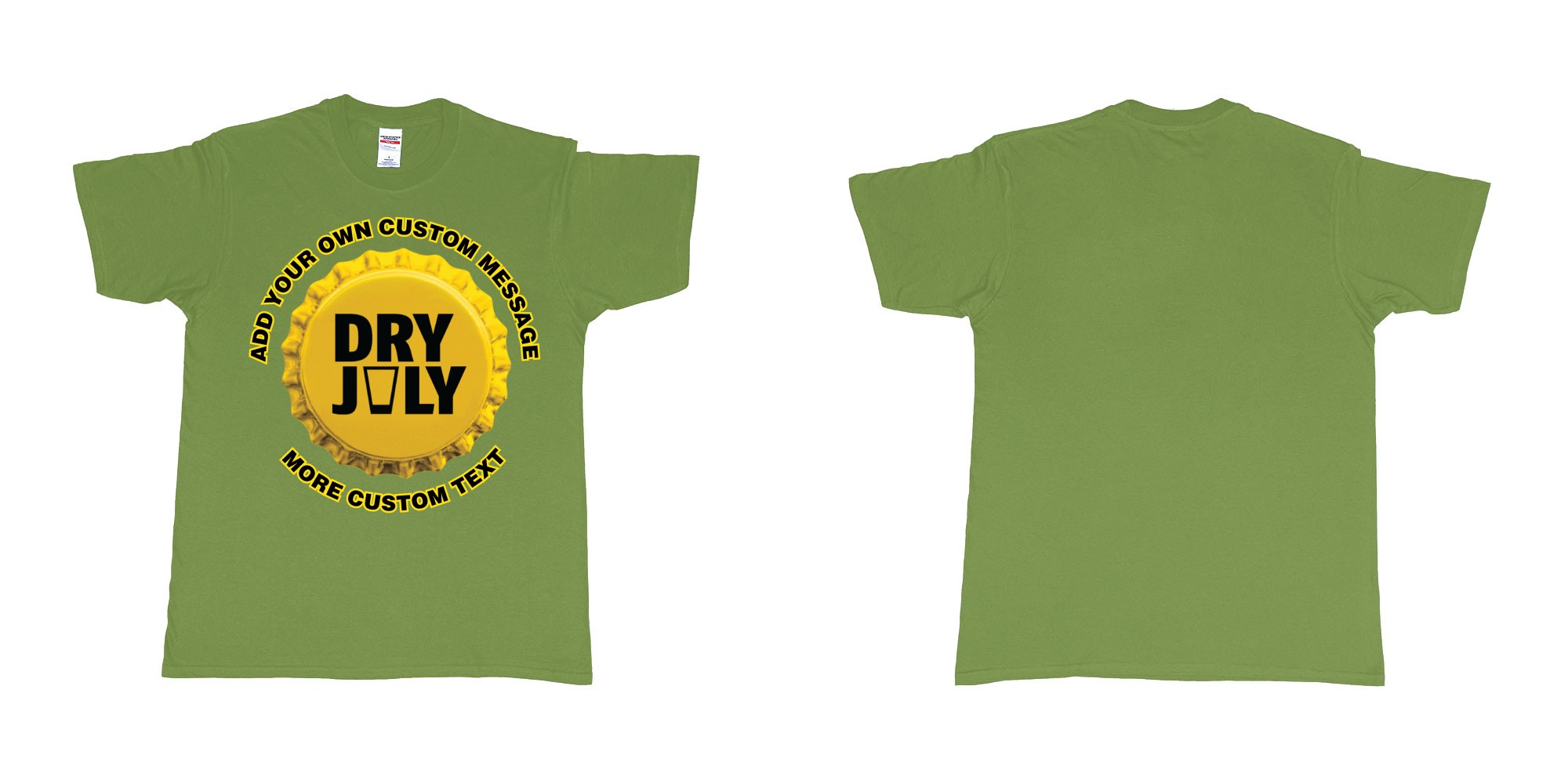 Custom tshirt design dry july australia bali in fabric color military-green choice your own text made in Bali by The Pirate Way