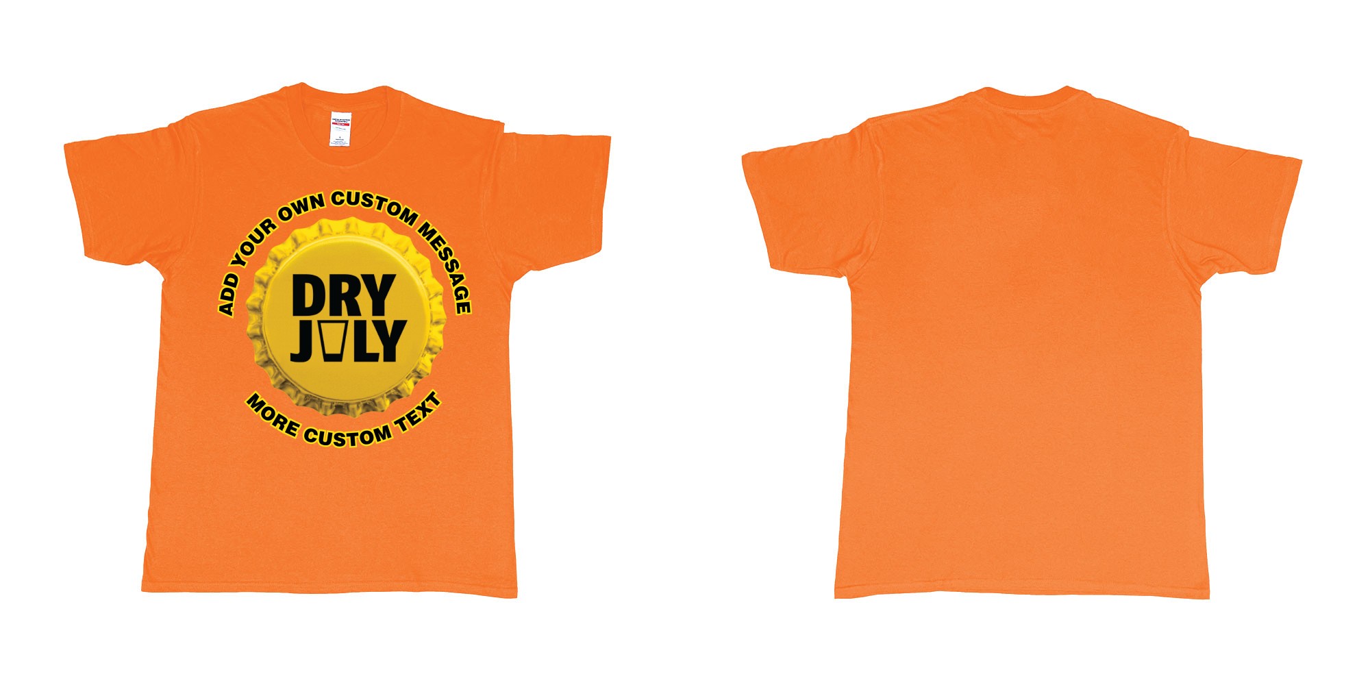 Custom tshirt design dry july australia bali in fabric color orange choice your own text made in Bali by The Pirate Way