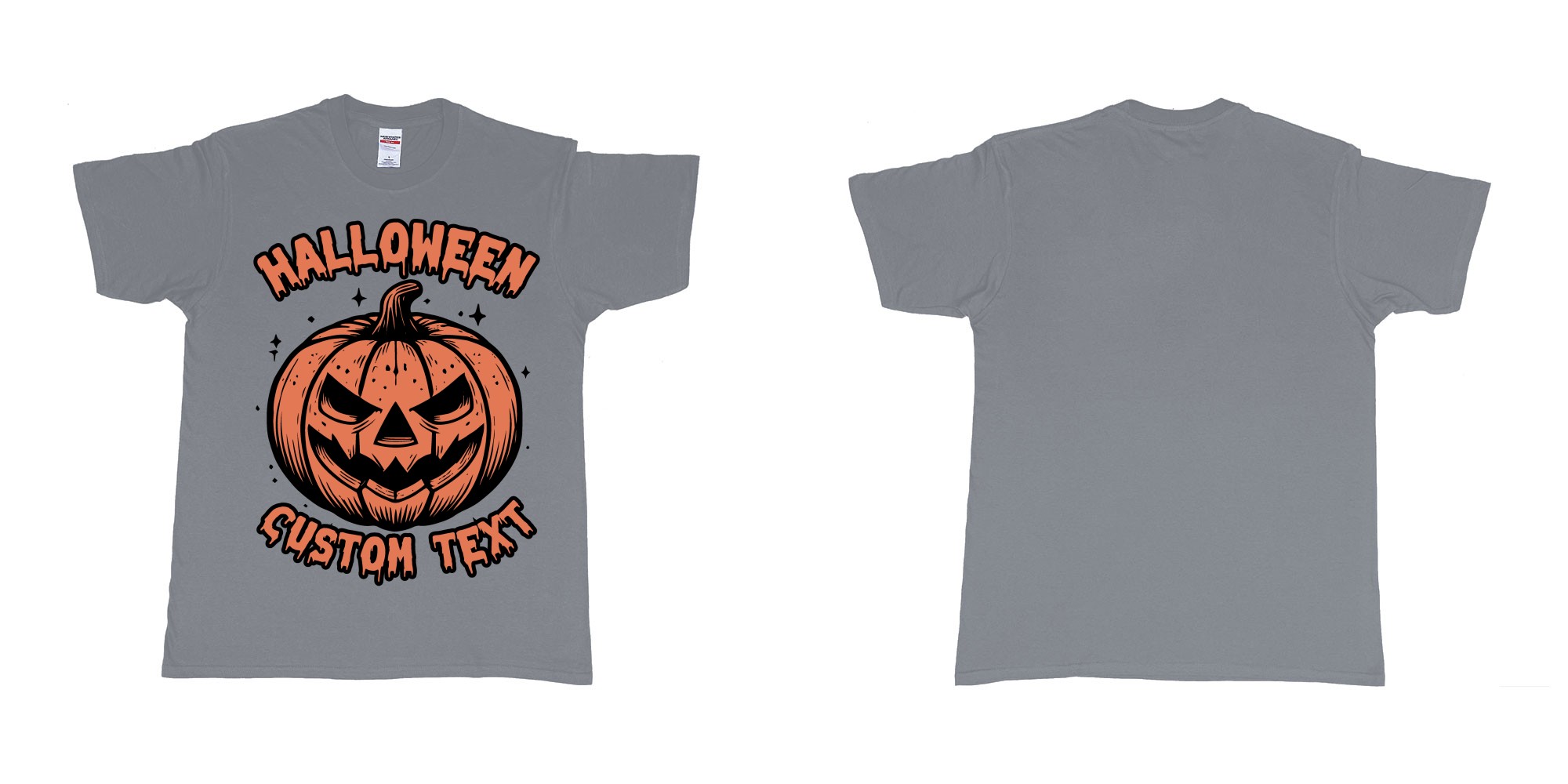 Custom tshirt design halloween pumpkin scary custom own text bali in fabric color misty choice your own text made in Bali by The Pirate Way