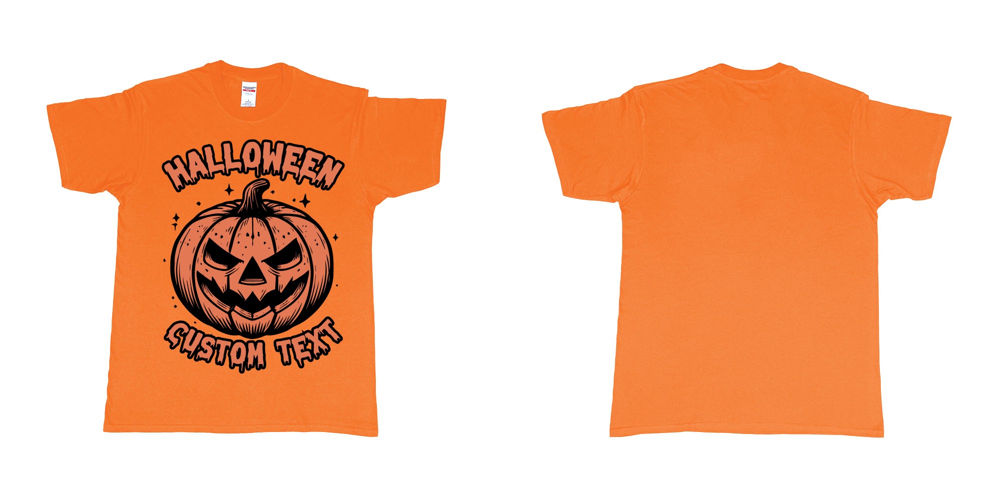 Custom tshirt design halloween pumpkin scary custom own text bali in fabric color orange choice your own text made in Bali by The Pirate Way