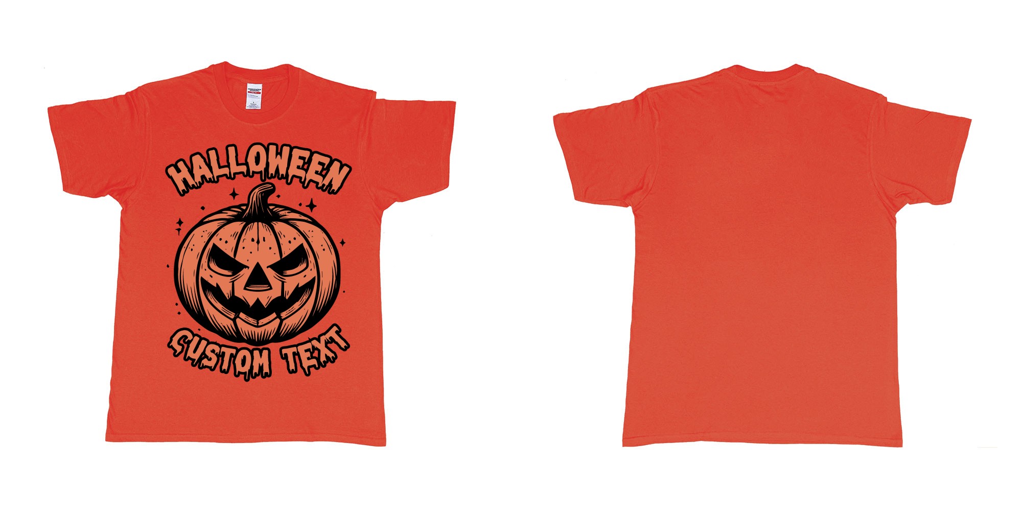 Custom tshirt design halloween pumpkin scary custom own text bali in fabric color red choice your own text made in Bali by The Pirate Way