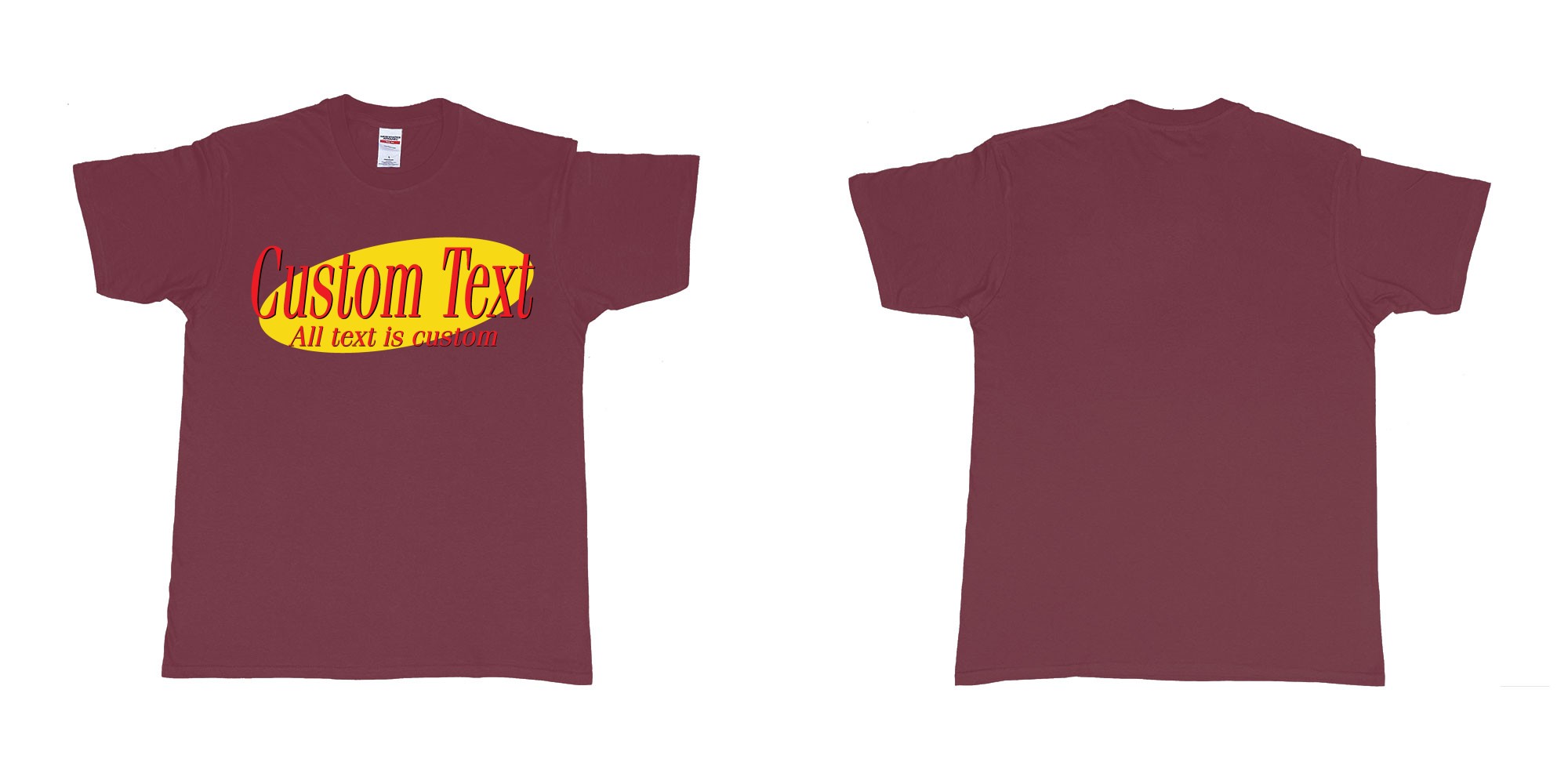 Custom tshirt design jerry seinfeld tv show logo custom own text same style in fabric color marron choice your own text made in Bali by The Pirate Way