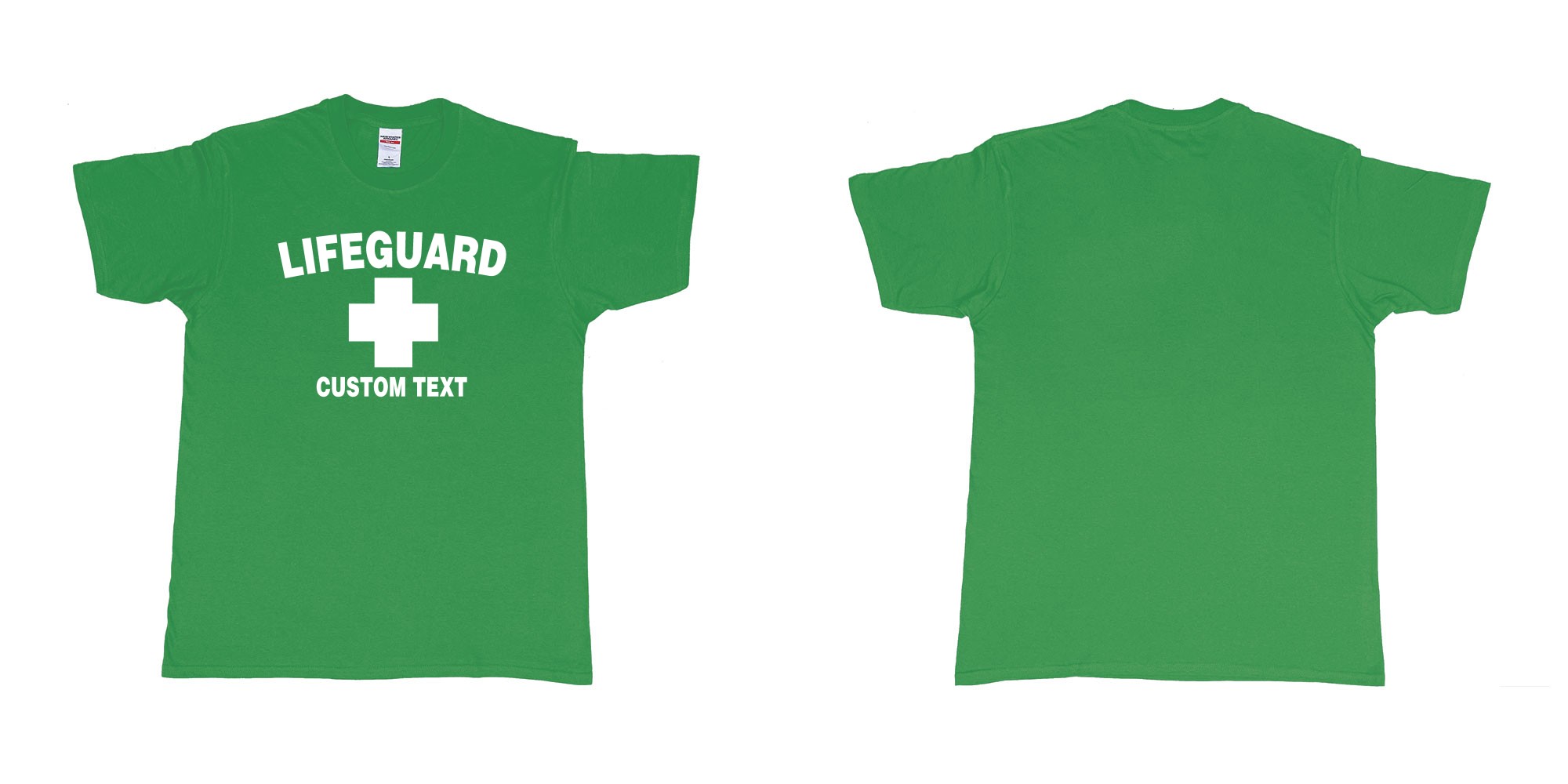 Custom tshirt design lifeguard bali australia tshirt custom text in fabric color irish-green choice your own text made in Bali by The Pirate Way