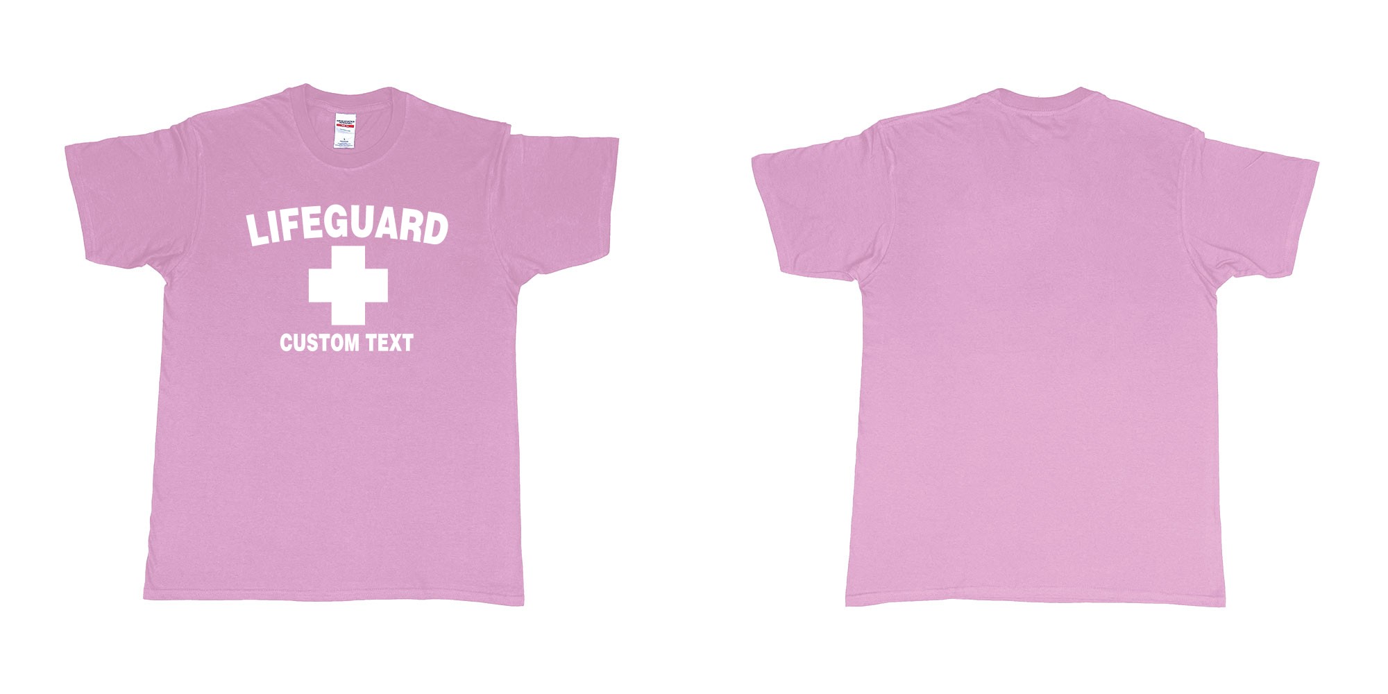 Custom tshirt design lifeguard bali australia tshirt custom text in fabric color light-pink choice your own text made in Bali by The Pirate Way