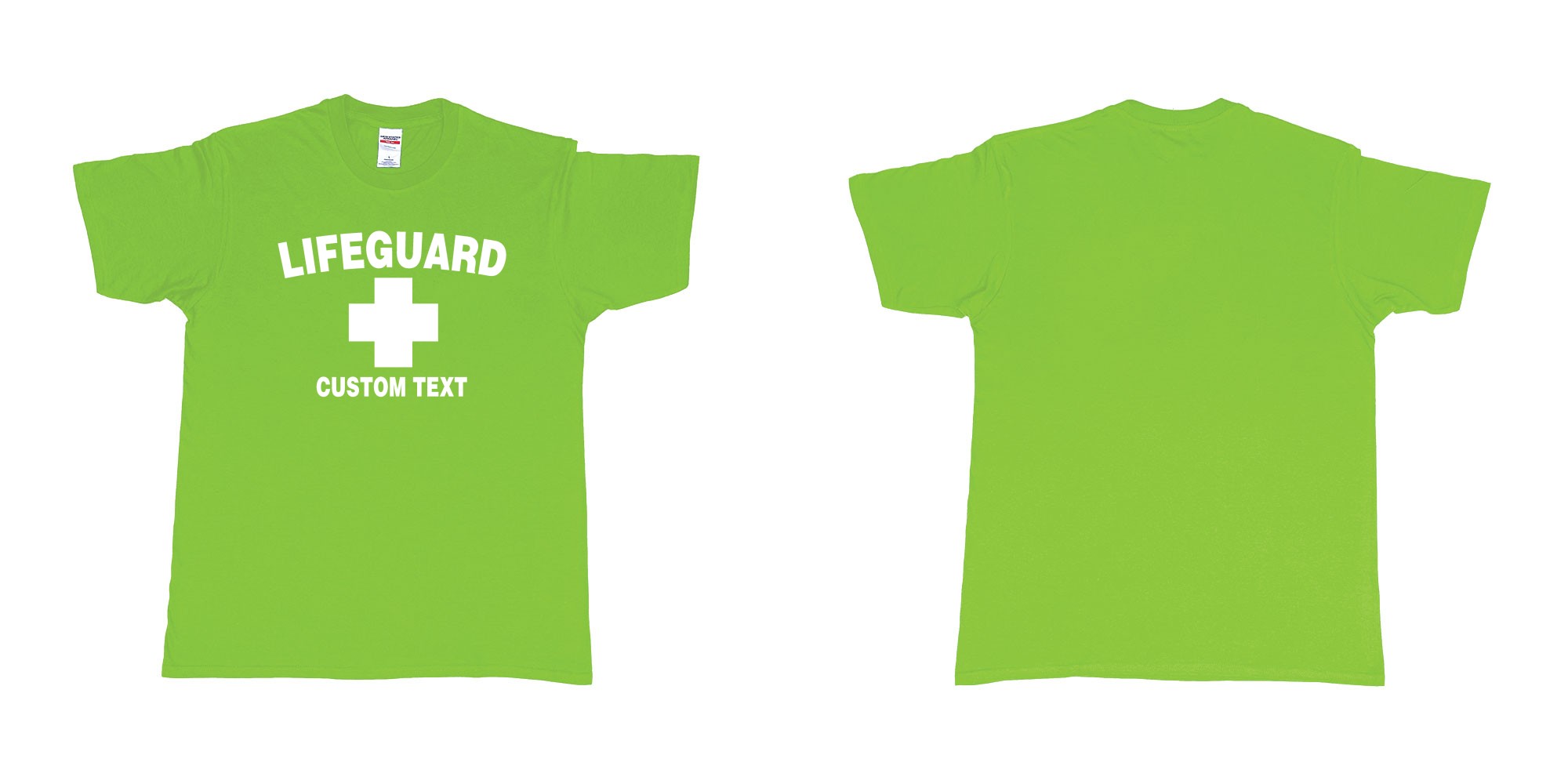 Custom tshirt design lifeguard bali australia tshirt custom text in fabric color lime choice your own text made in Bali by The Pirate Way