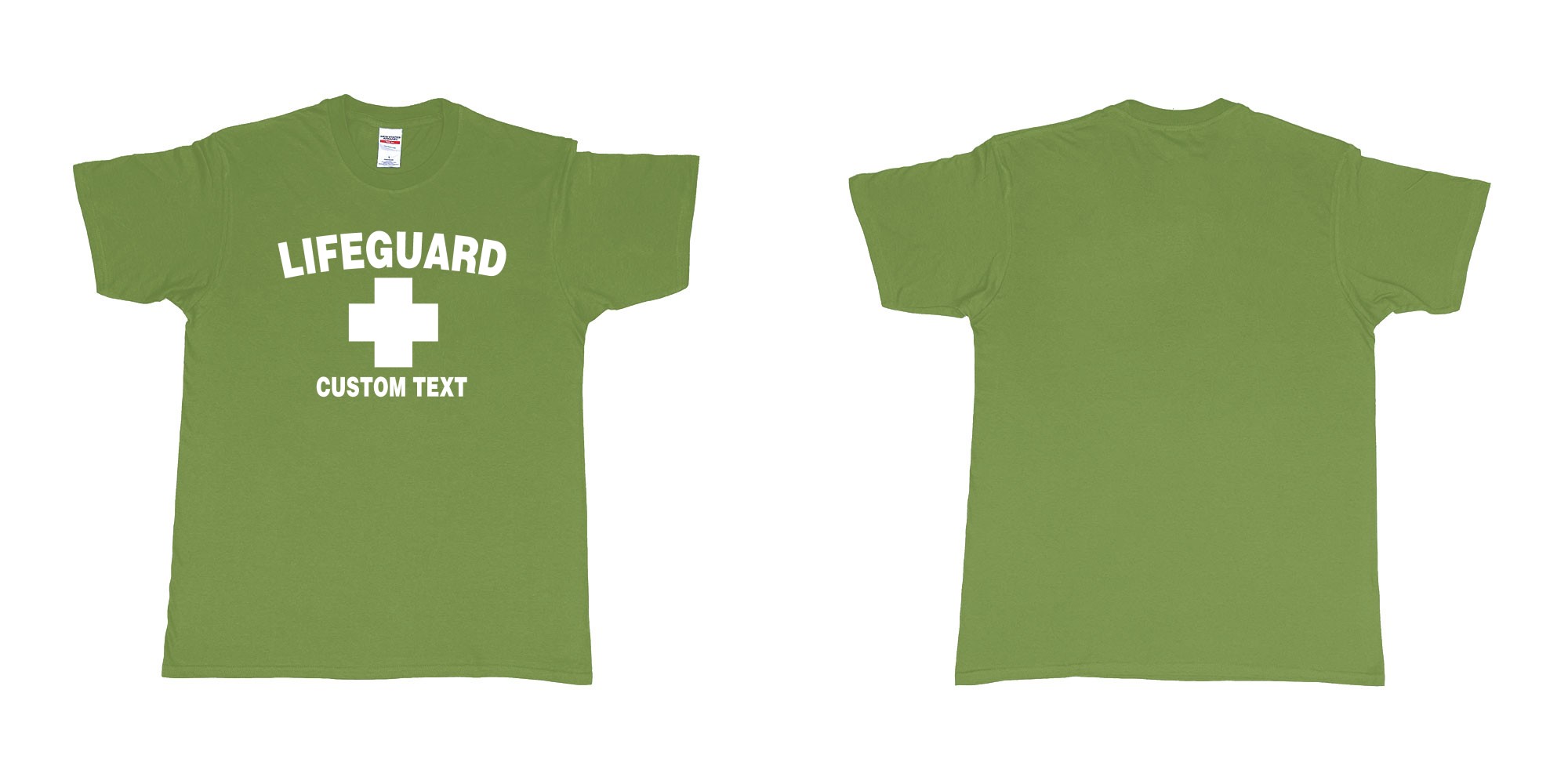 Custom tshirt design lifeguard bali australia tshirt custom text in fabric color military-green choice your own text made in Bali by The Pirate Way