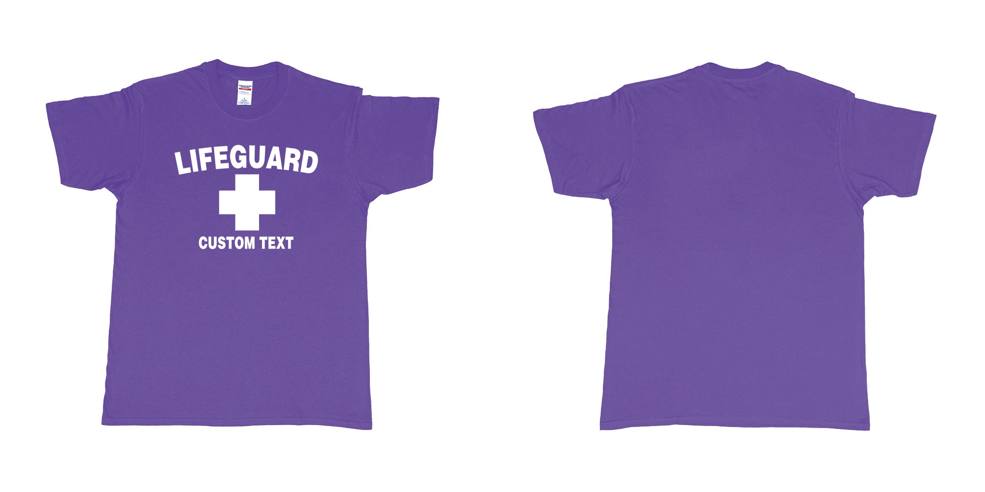 Custom tshirt design lifeguard bali australia tshirt custom text in fabric color purple choice your own text made in Bali by The Pirate Way