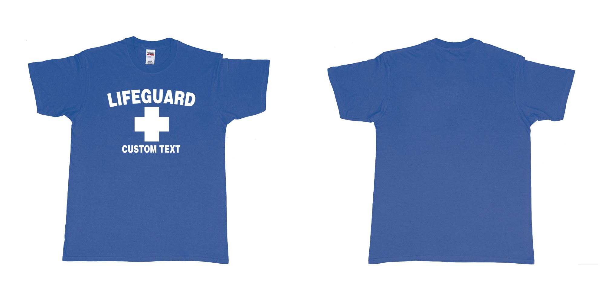 Custom tshirt design lifeguard bali australia tshirt custom text in fabric color royal-blue choice your own text made in Bali by The Pirate Way