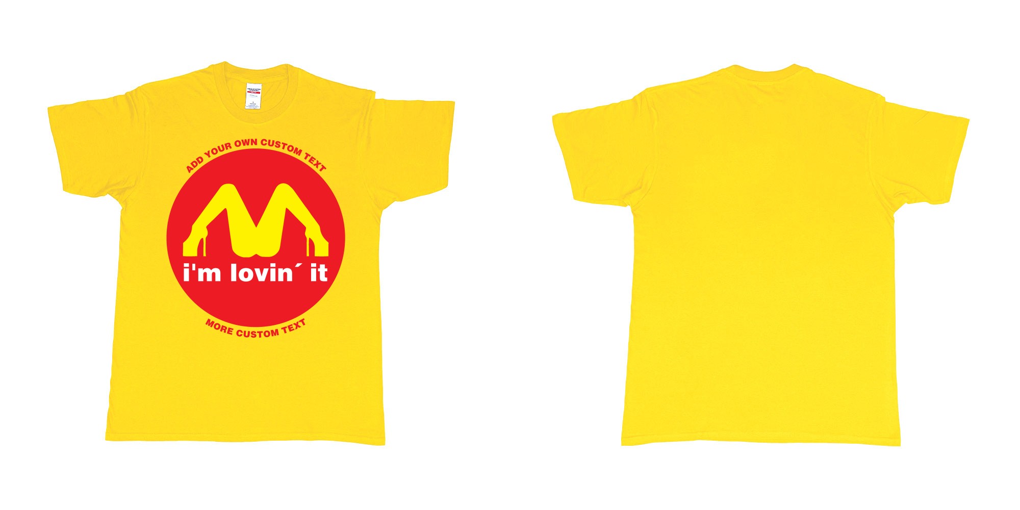 Custom tshirt design mcdonalds im lovin it custom text in fabric color daisy choice your own text made in Bali by The Pirate Way