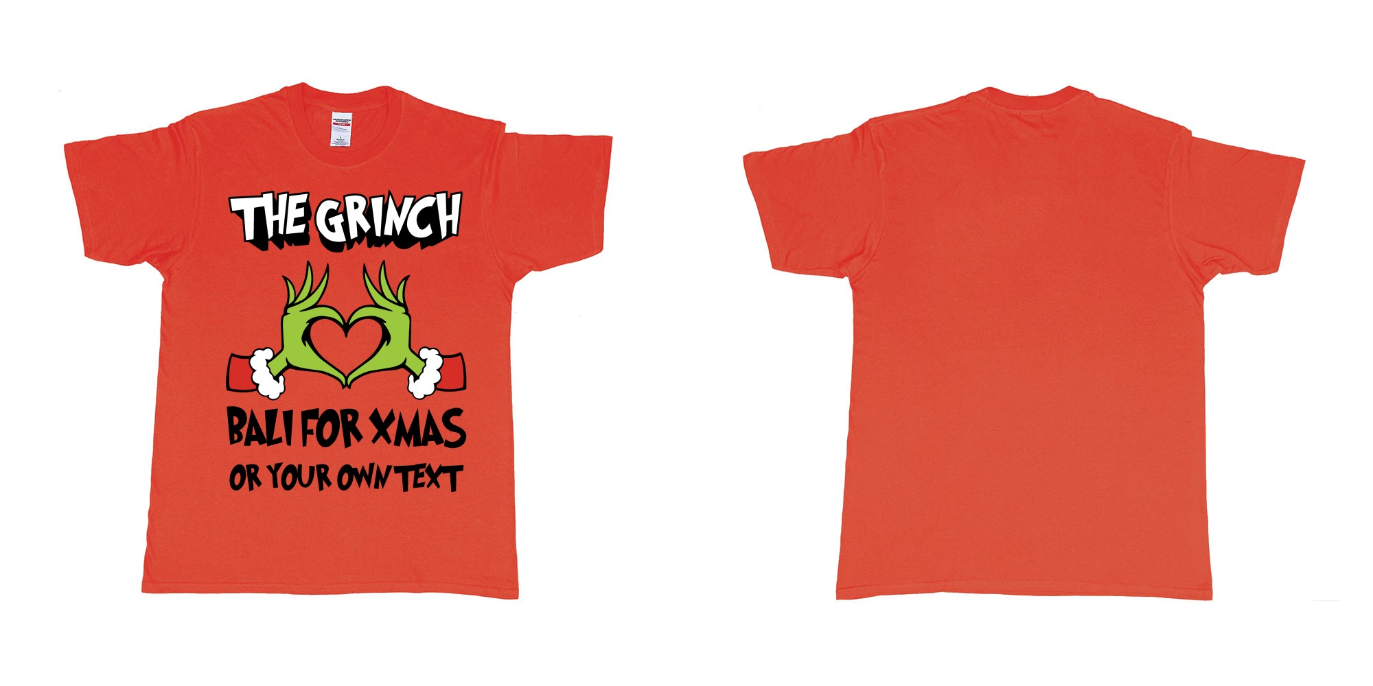 Custom tshirt design the grinch loves bali for xmas tshirt in fabric color red choice your own text made in Bali by The Pirate Way