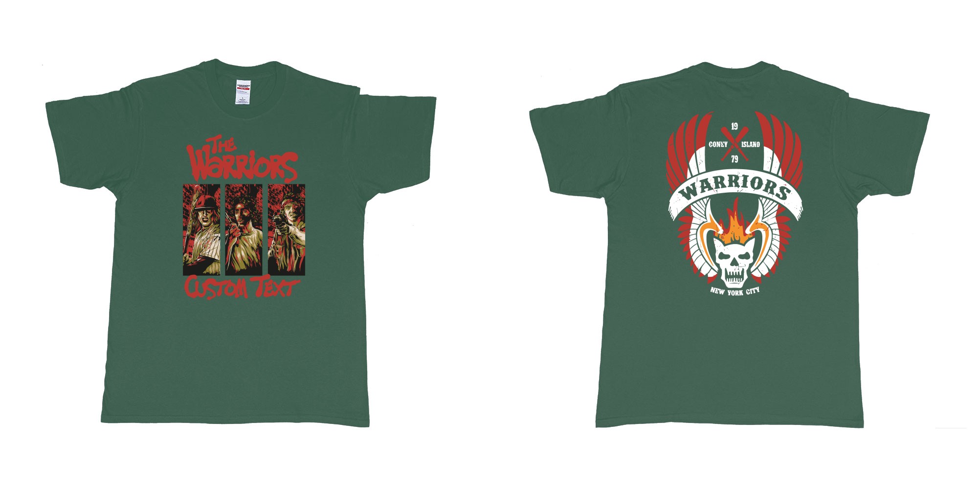 Custom tshirt design the warriors 1979 custom text birthday in fabric color forest-green choice your own text made in Bali by The Pirate Way