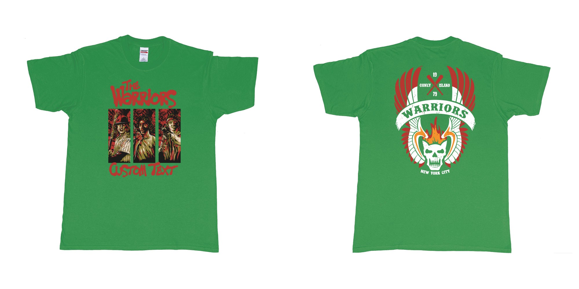 Custom tshirt design the warriors 1979 custom text birthday in fabric color irish-green choice your own text made in Bali by The Pirate Way