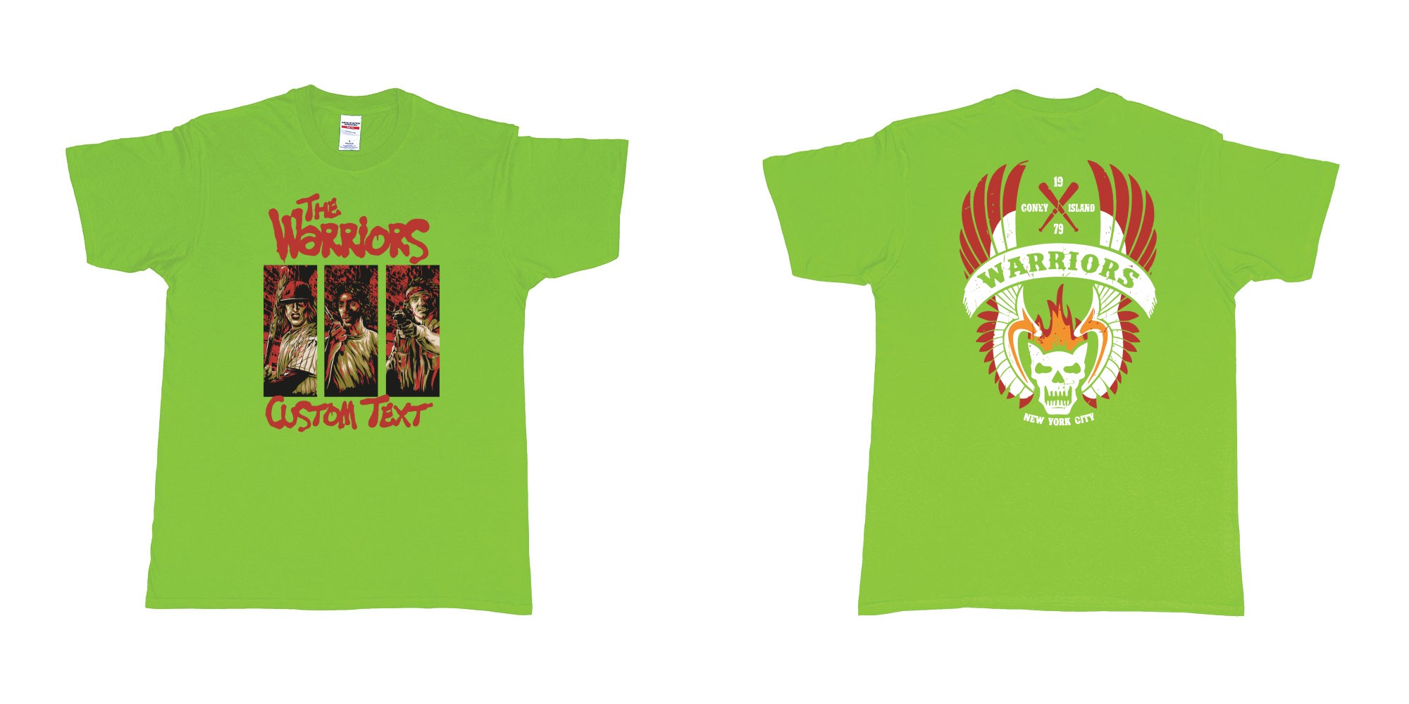 Custom tshirt design the warriors 1979 custom text birthday in fabric color lime choice your own text made in Bali by The Pirate Way