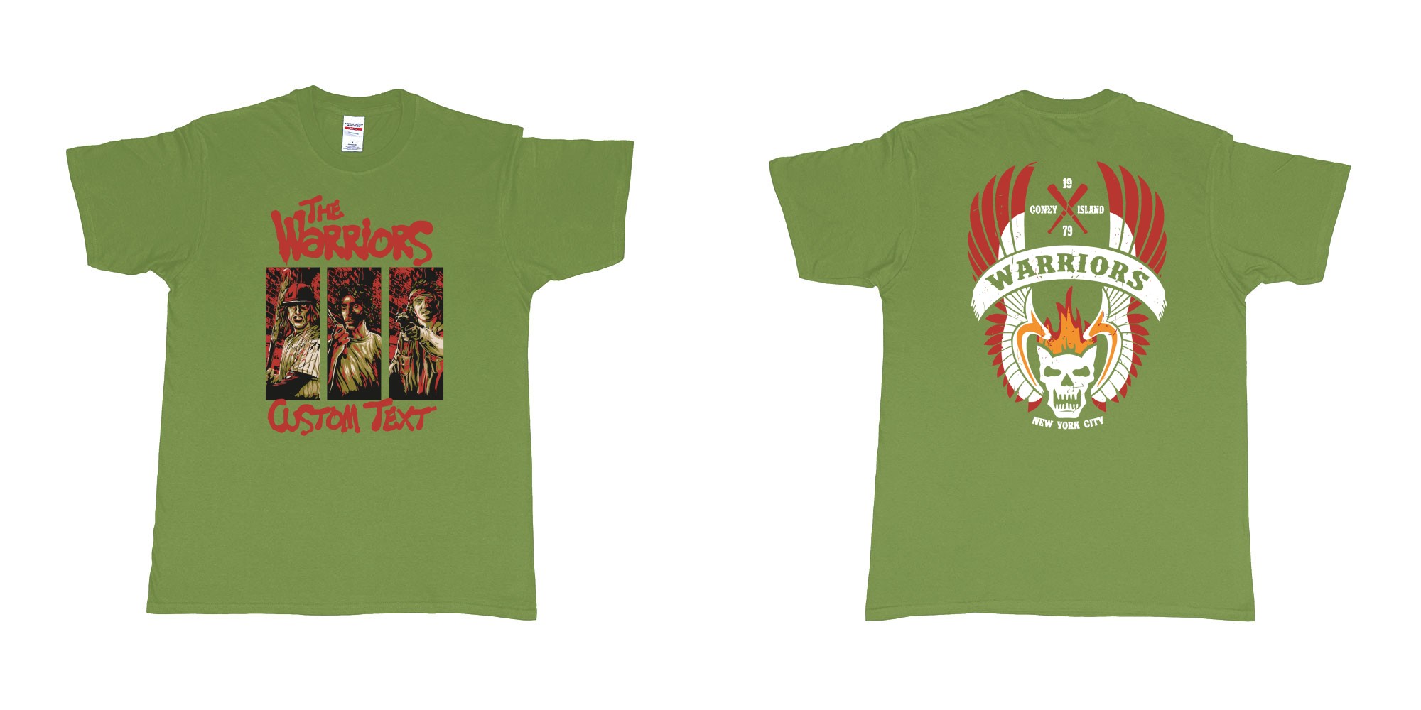 Custom tshirt design the warriors 1979 custom text birthday in fabric color military-green choice your own text made in Bali by The Pirate Way