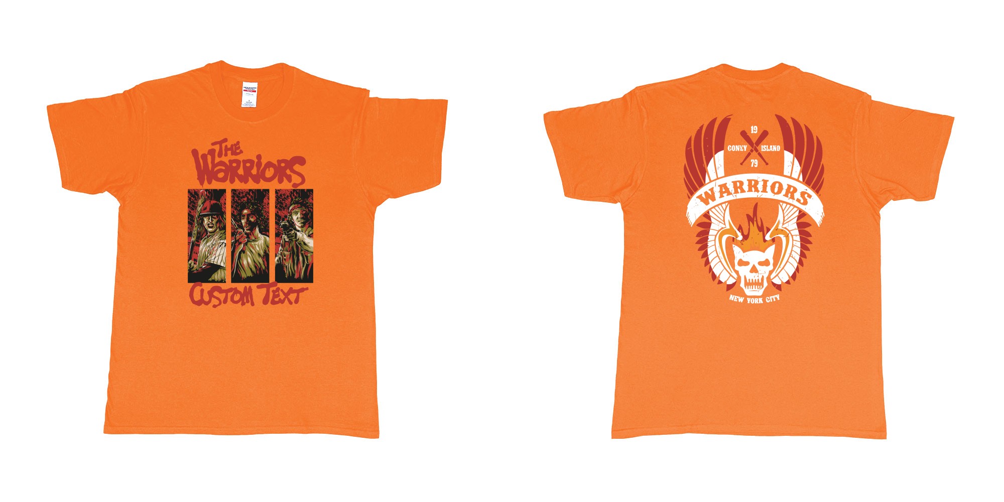 Custom tshirt design the warriors 1979 custom text birthday in fabric color orange choice your own text made in Bali by The Pirate Way