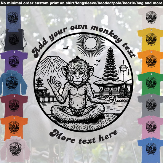 Monkey Yoga Bali Drawing Design Ubud Custom Text